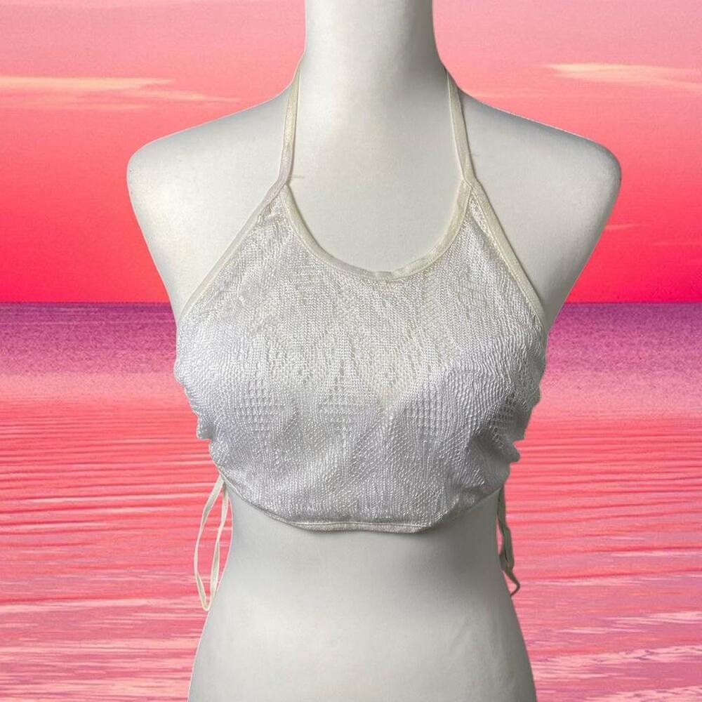 Deadstock 90s White Cropped Lace Halter